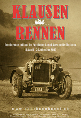 Bild: Plakat Sonderausstellung Klausenrennen im Pantheon in Basel