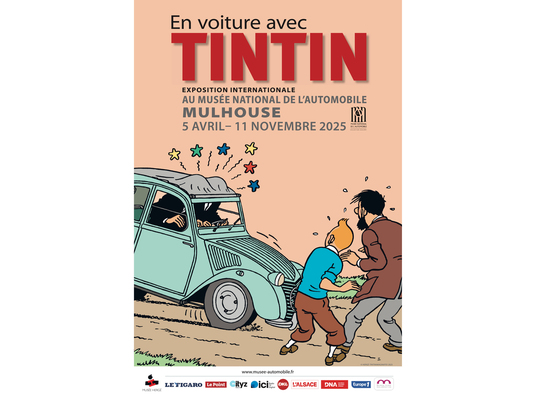 Plakat der Ausstellung – Tim und Struppi-Ausstellung – Musée National de l'Automobile Mulhouse