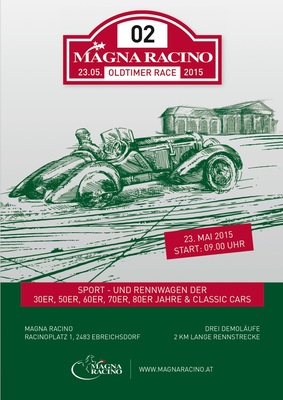 Plakat vom Magna Racino Oldtimer Race am 23. Mai 2015