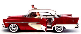 Plymouth Belvedere 4 door hardtop (1956) - wurde als besonders aerodynamisch angepriesen - Abbildung aus Verkaufsprospekt