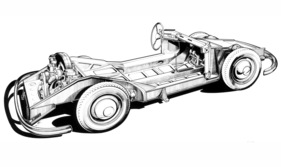 Porsche 356 (1951) - das robuste Chassis des Porsche 356 - halb selbsttragender Rahmenkörper genannt