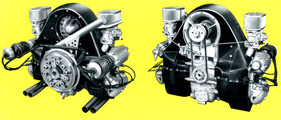 Porsche 550 (1955) - Motor von vorne und hinten - aus einem Verkaufsprospekt