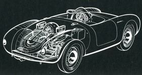 Porsche 550 (1955) - Schnittzeichnung aus dem Verkaufsprospekt