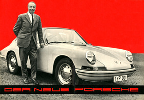 Porsche 901 (1963) - Eddy Barth bei der Präsentation des neuen Sportwagens im Jahr 1963 Porsche 901 (1963) - Eddy Barth bei der Präsentation des neuen Sportwagens im Jahr 1963