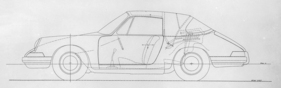 Porsche 901 (1963) - Werkszeichnung des Cabriolets - diente als Vorlage für die fotorealistische Illustration