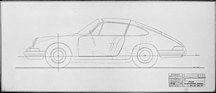 Porsche 901 (1963) - Werkszeichnung des Coupés mit herausnehmbarem Dachmittelteil