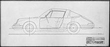 Porsche 901 (1963) - Werkszeichnung einer Targa-Variante mit starrem Bügel und abnehmbarem Stahlblechdach