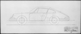 Porsche 901 (1963) - Werkszeichnung eines Coupés mit Faltschiebedach