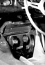 Porsche 904 GTS (1964) - eng beieinander liegende Pedale, um die gleichzeitige Betätigung im Rennsport zu ermöglichen - Genfer Automobilsalon 1964