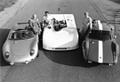 Porsche 908/03 Spyder (1970) - Hans Hermann (Mitte), Dieter Glemser (Porsche 904 GTS 1960, rechts), Herbert Linge (RS 60 Spyder 1960) an der Jubiläums-Targa Florio von 1986