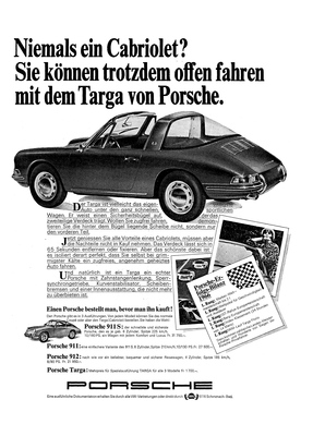 Porsche 911 (1967) - Werbung fuer den Porsche Targa, den es auch als 912 gab