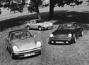 Porsche 911 (1976) - das Bauprogramm 1976 - Carrera Targa, 911 und Turbo (v. l. n. r.)