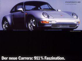 Porsche 911 Carrera (Typ 993) (1993) - Der neue 911 zeichnet sich neben dem neu konstruierten Aluminiumfahrwerk durch ein harmonisches Design sowie durch einen in vielen Details überarbeiteten 3,6-Liter-Boxermotor aus