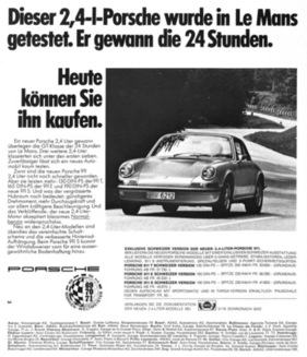 Porsche 911 S 2.4 (1972) - Werbung - auf der Rennstrecke erfolgreich