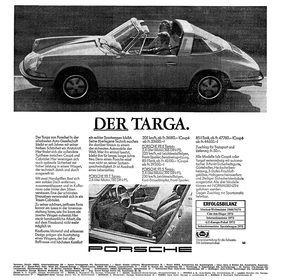 Porsche 911 Targa (1973) - in der Zeitschriftenwerbung - "Der Targa"