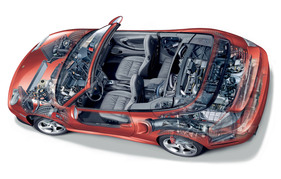 Porsche 911 Turbo (996) (2003) - Antrieb und Fahrwerk - Durchsichtszeichnung