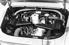 Porsche 912 (1965) - Blick in den Motorraum bei der Vorstellung im Jahr 1965