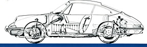 Porsche 912 (1965) - die Durchsichtszeichnung zeigt die Unterschiede zum normalen 911