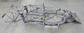 Porsche 917 (1969) - Rahmen des Wagens mit Chassis-Nummer 21, die blauen Stellen bezeichnen Brüche unterschiedlichen Ausmasses