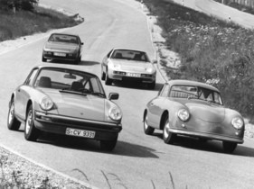 Porsche 924 (1981) - zusammen mit Porsche 911, 928 und Urahne 356