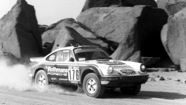 Image: Porsche 953/911 at the Paris Dakar Rally in 1984