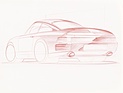 Porsche 959 (1987) – Entwufsskizze: die Motorhaube durchschneidet noch den Heckflügel; Luftauslässe und Auspuff weichen ebenfalls von der späteren Serie ab