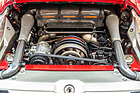Porsche 959 (1987) – Luftfilterkasten und Lüfterrad dominieren das Bild. Rechts und links die Luftleitungen zu den Turboladern