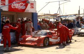 Porsche 962 (1986) - Der berühmte Coke Porsche 962 war Gesamtsieger mit den Fahrern Bob Akin, Hans-Joachim Stuck and Jo Gartner (12 Stunden von Sebring 1986)