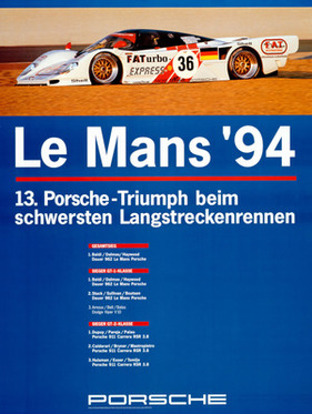 Image: Porsche 962 (1994) - With a double victory in the GT1 class and a triple victory in the GT2 class, the 24 Hours of Le Mans ended as the 13th overall Porsche victory in total