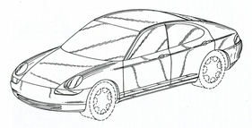 Als die Form des Porsche 989 so gut wie feststand, meldete Harm Lagaay sie mit dieser Form zum Patent an.