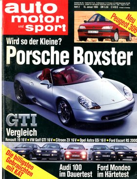 Porsche Boxster (1993) - so zeigte ihn die Zeitschrift Auto Motor und Sport nach der Premiere in Detroit