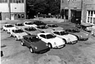 Porsche Carrera RSR IROC (1973) - 15 identische Fahrzeuge wurden von Roger Penske für die Rennserie 'International Race of Champions' (IROC) im Jahr 1973 bestellt, hier sind 12 davon im Auslieferungszustand zu sehen