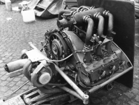 Porsche Carrera RSR Turbo (1974) - der Turbo-Motor, zu sehem am 1000 km Rennen von Monza 1974.