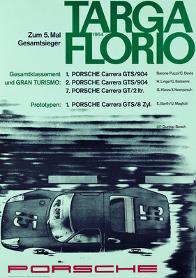 Porsche Plakat: Targa Florio zum 5. Mal Gesamtsieger (1964)