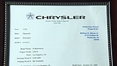 Bild: Production Sheet zum Gibsons Plymouth Fury
