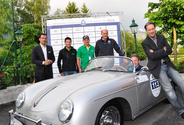 Celebrities at the Kitzbühler Alpenrallye 2013, including Hans-Joachim Stuck