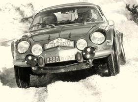 Rallye Monte Carlo 1971 - Alpine A 110 in alpiner Umgebung (Ove Andersson/Stone gewinnen)