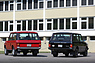 Range Rover (1974) und Range Rover SEi Vogue (1990) - geringe Unterschiede am Heck (© Bruno von Rotz, 2019)