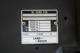 Range Rover 4 Door Monteverdi Design (1982) - Chassis-Plakette