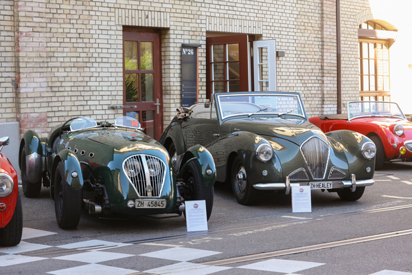 Rare frühe Healey Sportwagen, links Healey Silverstone, rechts Healey Abbott - British Car Meeting Motorworld Kemptthal 2025