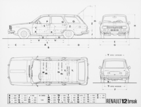Renault 12 Break (1973) - Abmessungen
