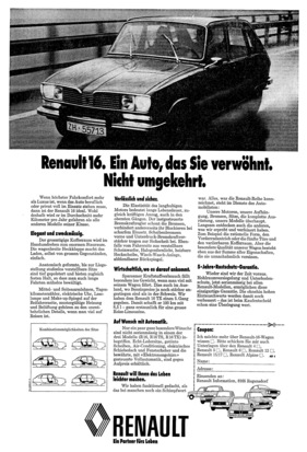 Renault 16 (1974) - Das Auto, das Sie verwöhnt, und nicht umgekehrt (Werbung)