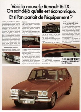 Renault 16 TX (1974) - Werbung aus dem Jahre 1974 für den nun 93 PS starken Familien-Sportwagen Renault 16 TX (1974) - Werbung aus dem Jahre 1974 für den nun 93 PS starken Familien-Sportwagen