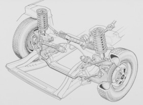Renault 30 TS (1975) – Skizze Vorderachse