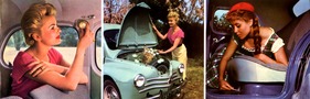 Renault 4 CV (1957) - die Frau wählt Renault - Abbildungen in einem Prospekt (1957)