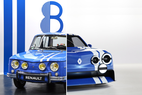 Image: 1966 Renault 8 Gordini 1300 vs. 2026 Renault 8 Gordini Concept