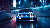 Bild: Renault 8 Gordini Concept (2026) - dynamisch in der Nacht (Rendering)