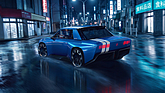 Bild: Renault 8 Gordini Concept (2026) - dynamisch in der Nacht (Rendering)