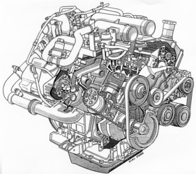 Renault-Alpine A 610 Turbo (1991) - Durchsichtszeichung V6-Motor