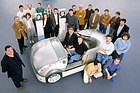 Renault Argos (1994) – Fast das komplette Team versammelt sich zum Gruppenfoto im Renault-Studio in Boulogne-Billancourt, kurz bevor der Argos zu seiner Premiere nach Genf geschickt wird